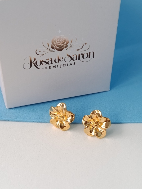 Brinco Flor Banhado em Ouro 18k - Imagem 2