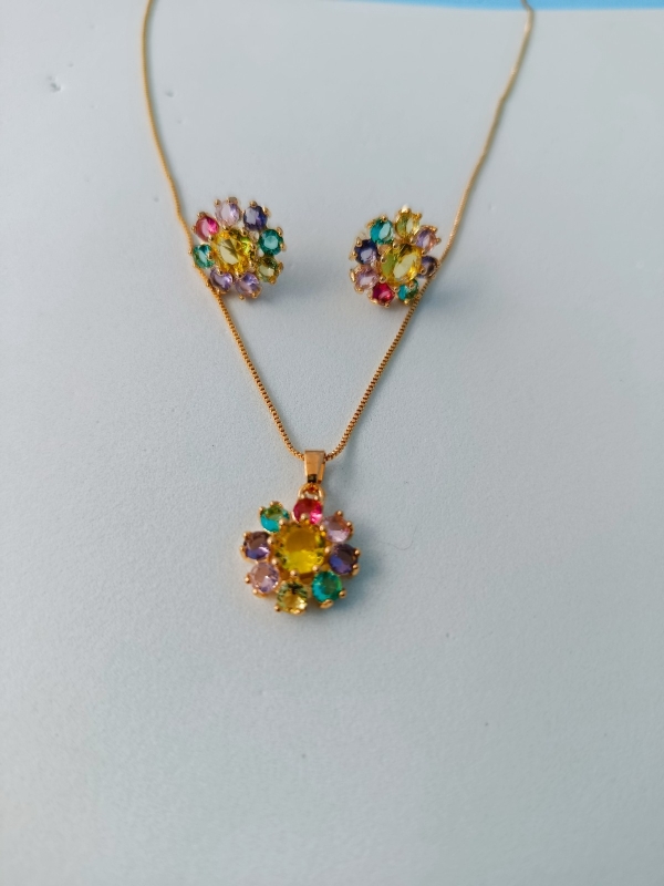 Conjunto com pingente colorido - Imagem 2