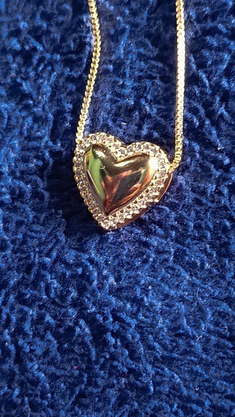 colar coração com micro zirconia